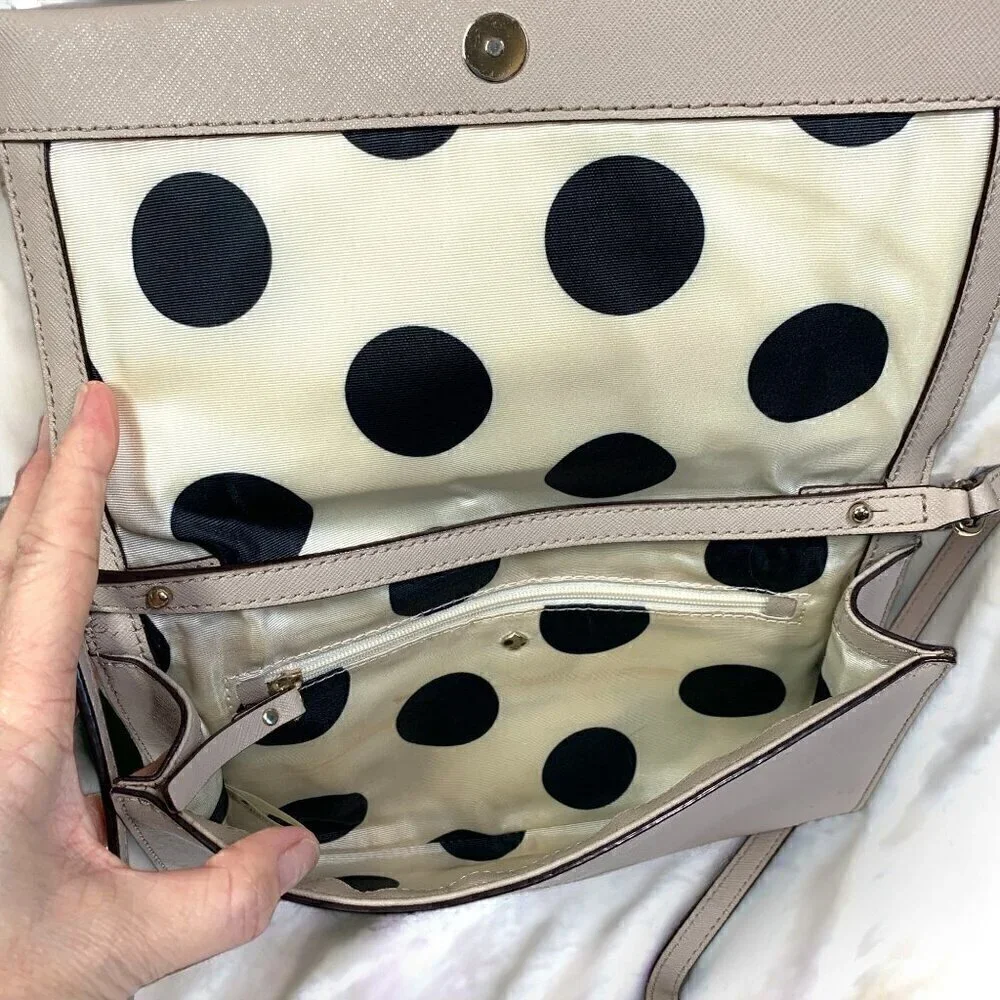 Kate Spade Cedar St. Cali Convertible Clutch Crossbody Beige Leather